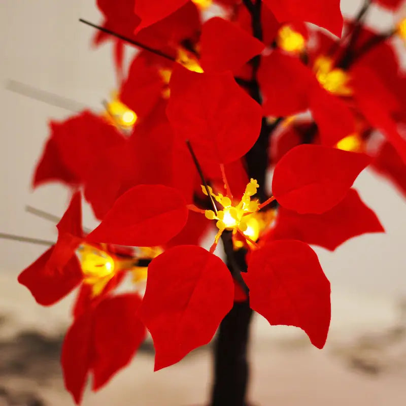 Blooming Brilliance: Poinsettia Flower Tree with Festive Lights-4