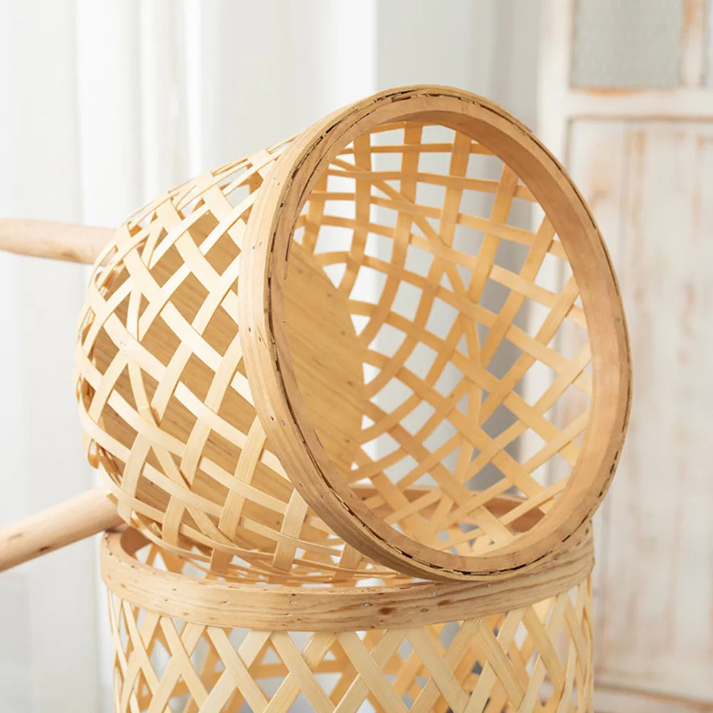 Handmade Bamboo Woven Flower Pot with Stand - Elegant Plant Display-4