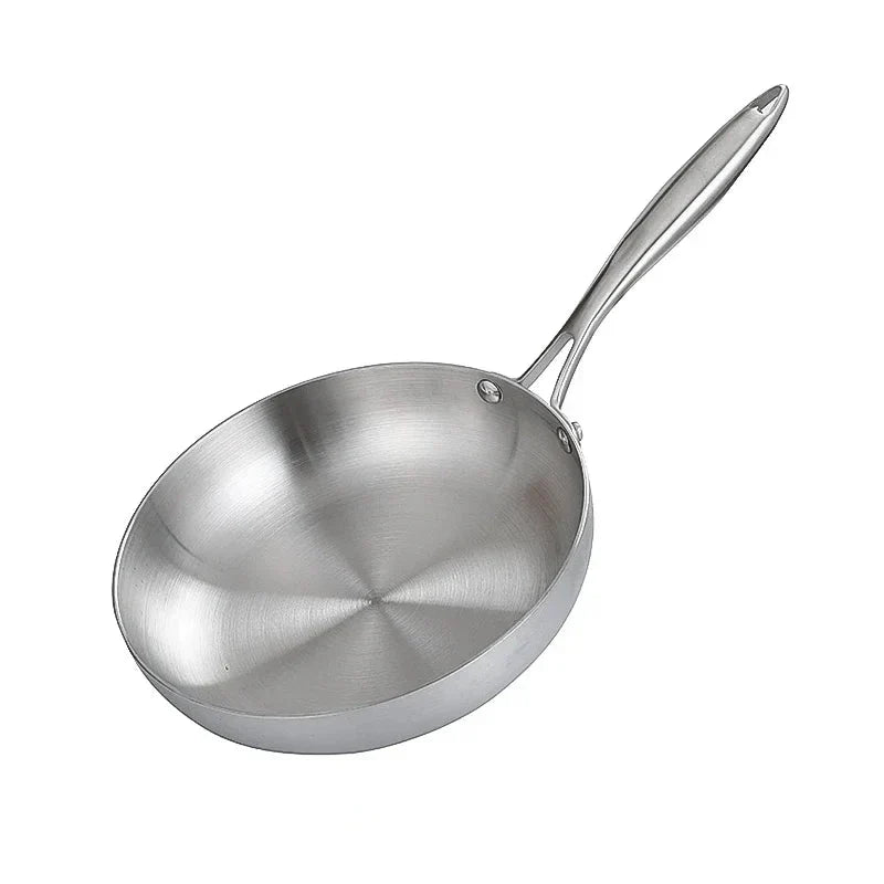 28cm Stainless Steel Non-Stick Frying Pan Uncoated Cookware Silver-0