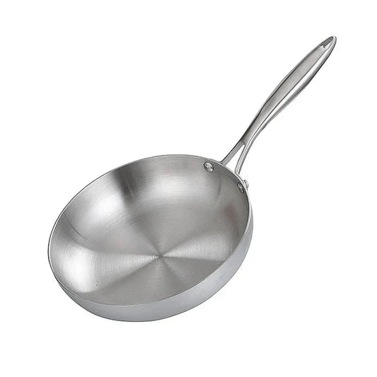 28cm Stainless Steel Non-Stick Frying Pan Uncoated Cookware Silver-0