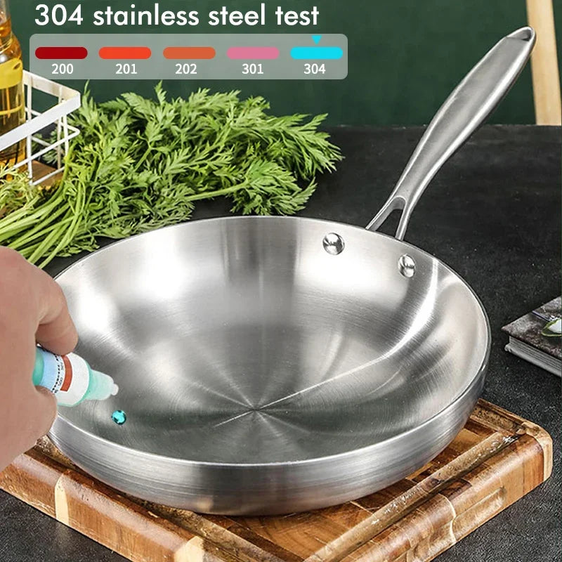 28cm Stainless Steel Non-Stick Frying Pan Uncoated Cookware Silver-2