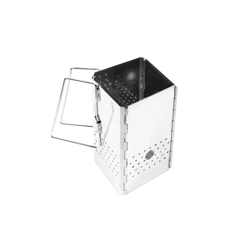 Portable Charcoal Starter & Folding BBQ Grill Stainless Steel Silver-0