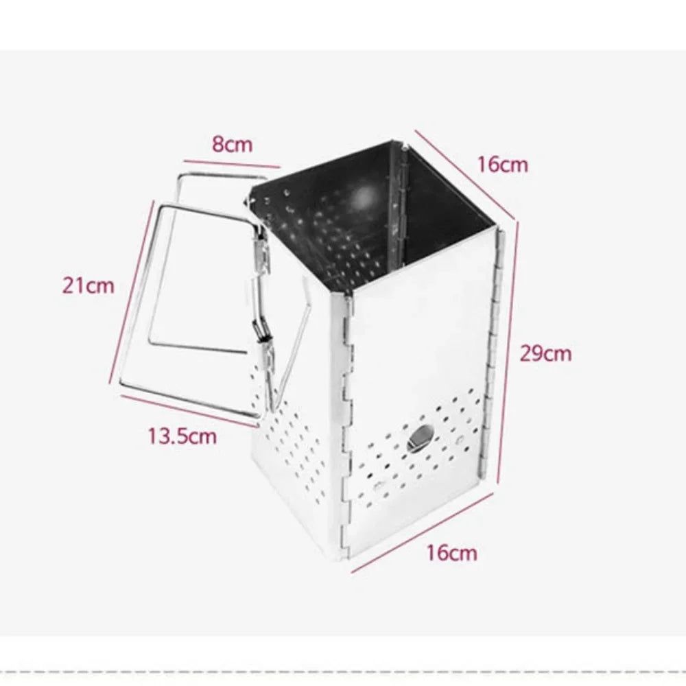 Portable Charcoal Starter & Folding BBQ Grill Stainless Steel Silver-1