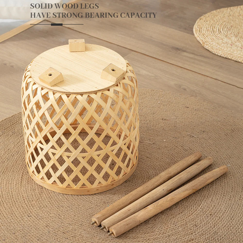 Handmade Bamboo Woven Flower Pot with Stand - Elegant Plant Display-3