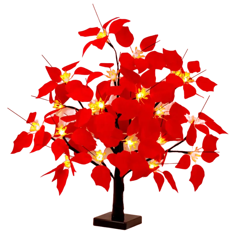 Blooming Brilliance: Poinsettia Flower Tree with Festive Lights-0