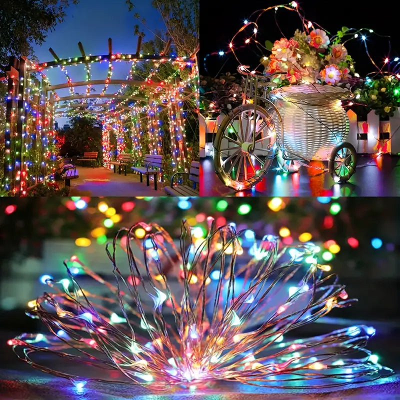 Solar-Powered Sparkle: Christmas Copper Wire String Lights-4